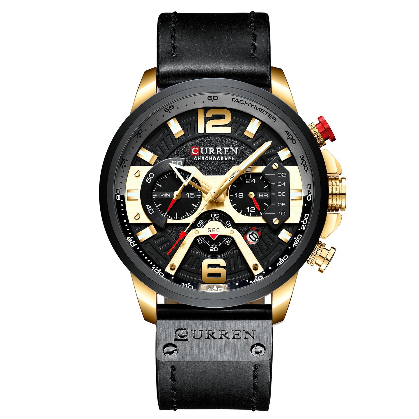 New men's watch business belt watch calendar men's watch six-pin quartz watch