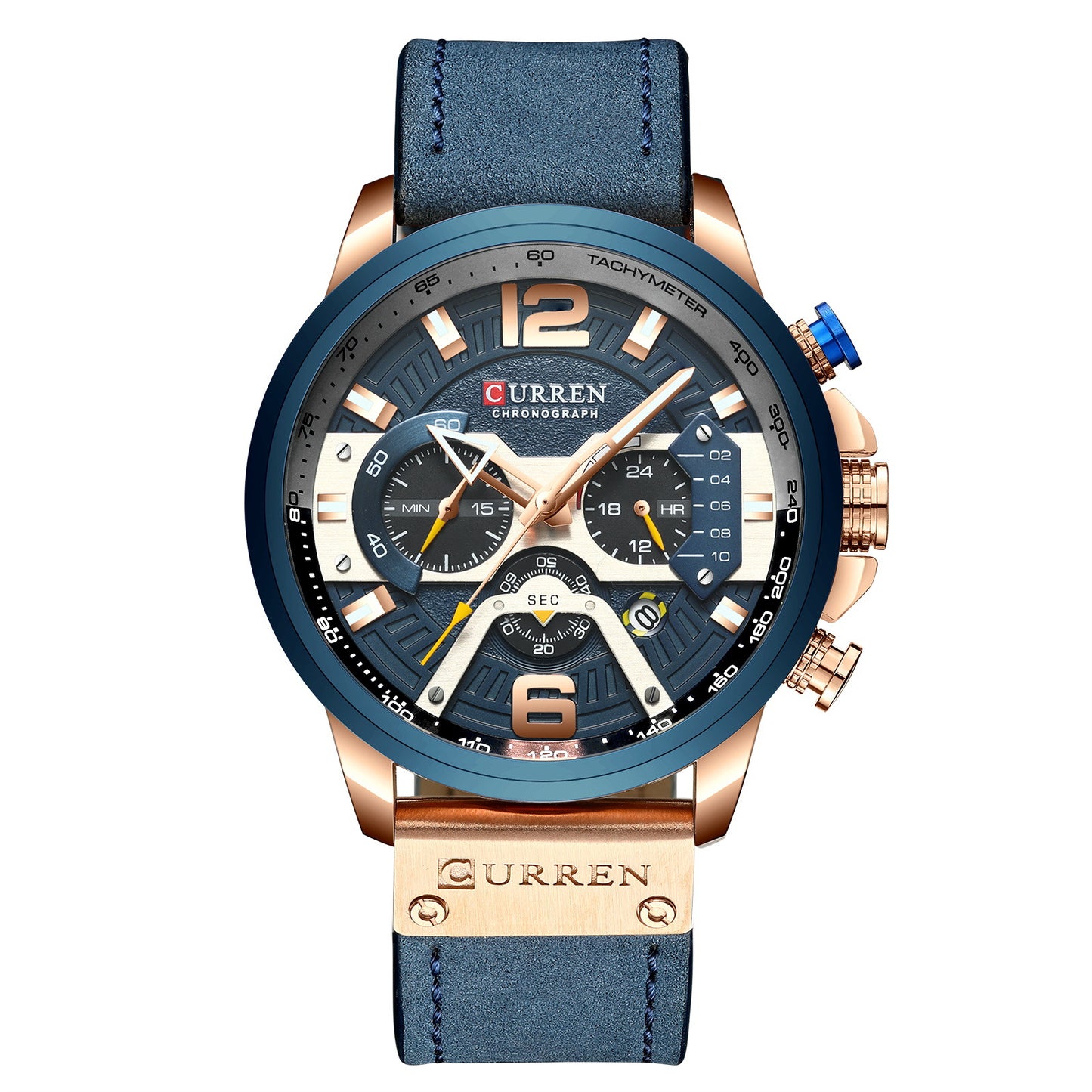 New men's watch business belt watch calendar men's watch six-pin quartz watch