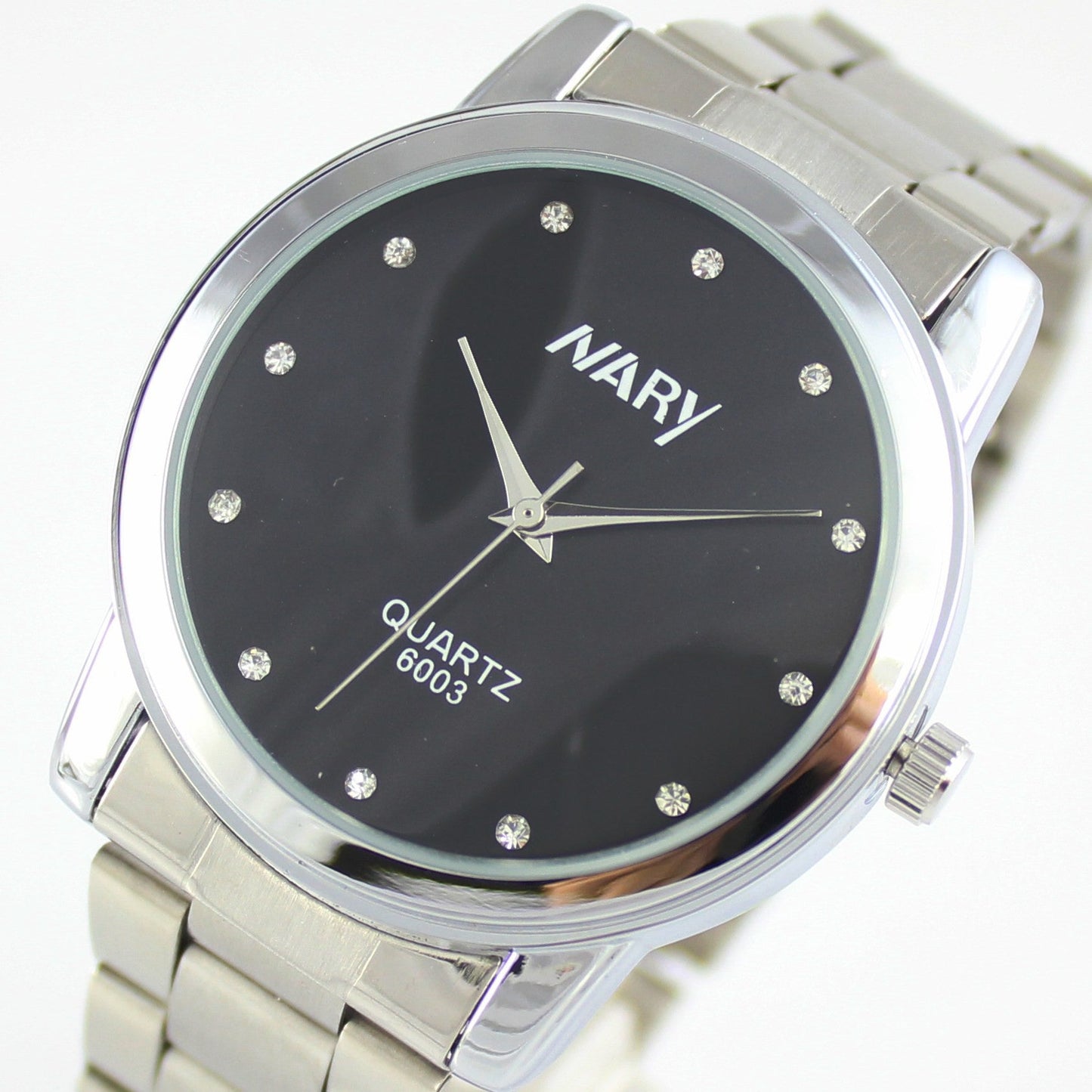 Nary Women's White Dial Stainless Steel Dress Watch-B6003W