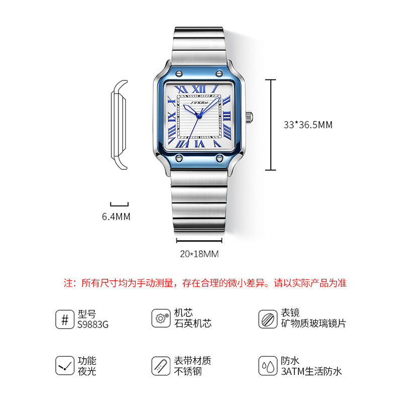 men's watch men's business Roman square watch luminous waterproof Guangzhou watch quartz watch men's watch