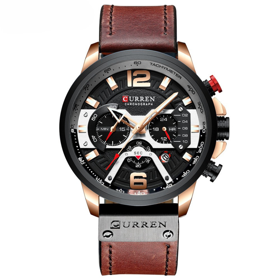 New men's watch business belt watch calendar men's watch six-pin quartz watch