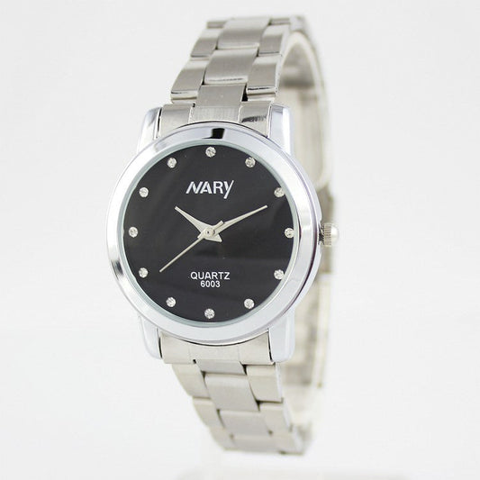 Nary Women's White Dial Stainless Steel Dress Watch-B6003W