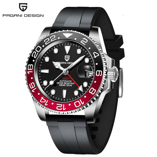 PAGANI DESIGN Men's Mechanical Watch GMT Two-Hour Hand Luminous Calendar PD-1662