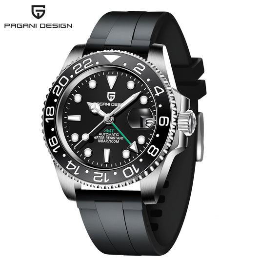 PAGANI DESIGN Men's Mechanical Watch GMT Two-Hour Hand Luminous Calendar PD-1662