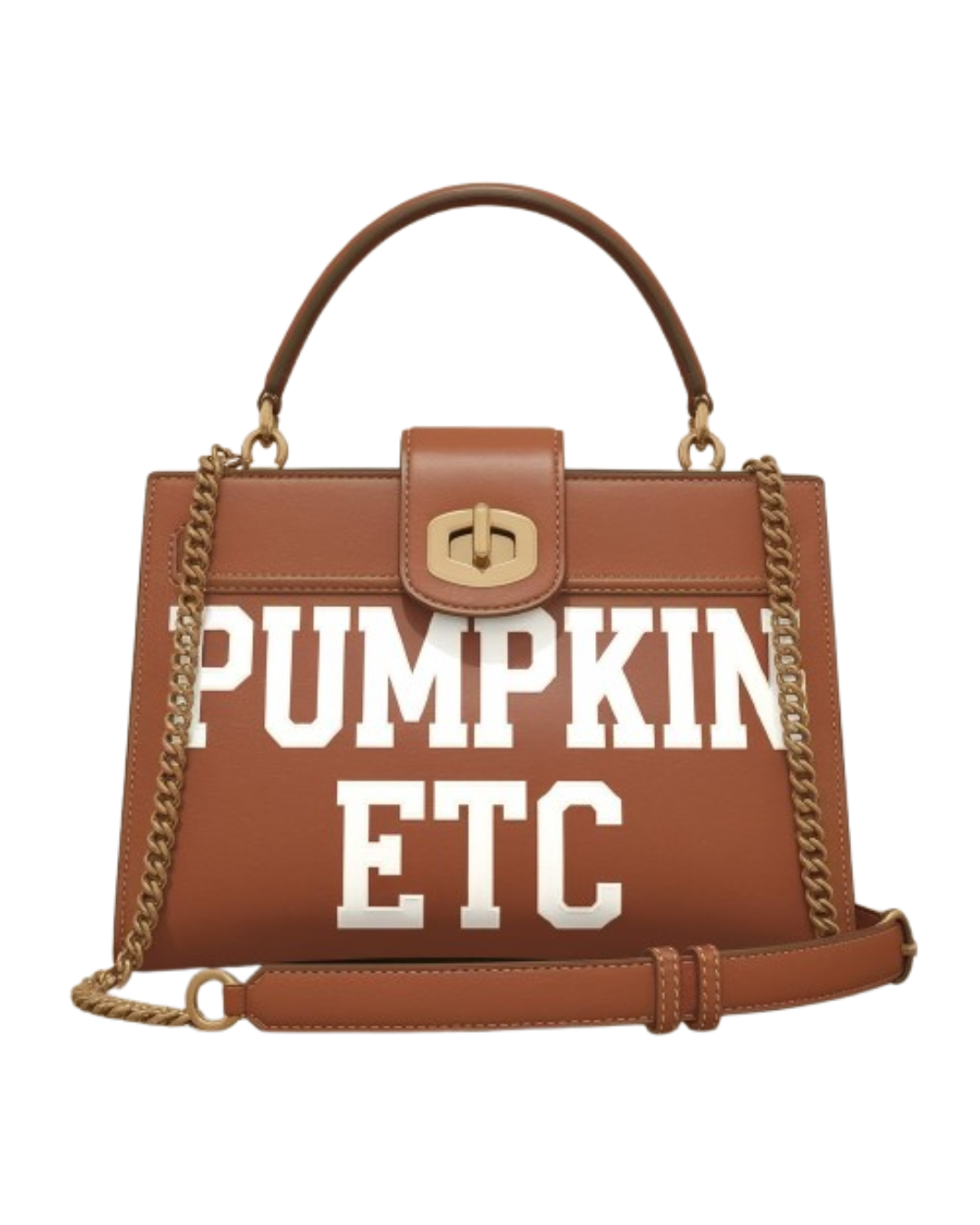 Pumpkin Etc Brown Handbag with Stylish Chain