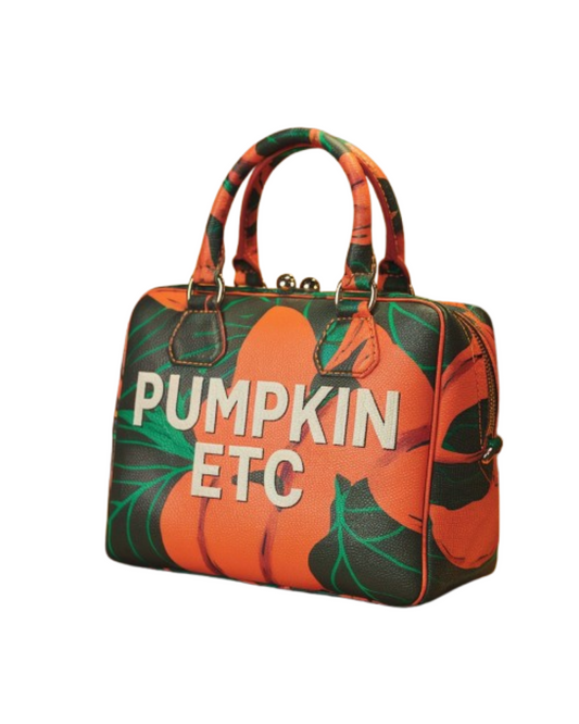 Pumpkin Etc Orange and Green Leafy Style Handbag